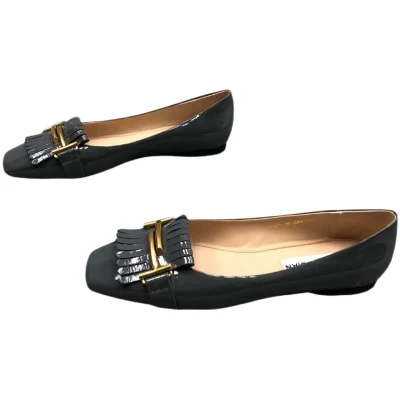 Nuova moda Square Toe pelle verniciata fibbia in metallo femmina <a href='/scarpe-da-ginnastica/'>Scarpe da ginnastica</a> da donna con suola morbida e ballerina piatta