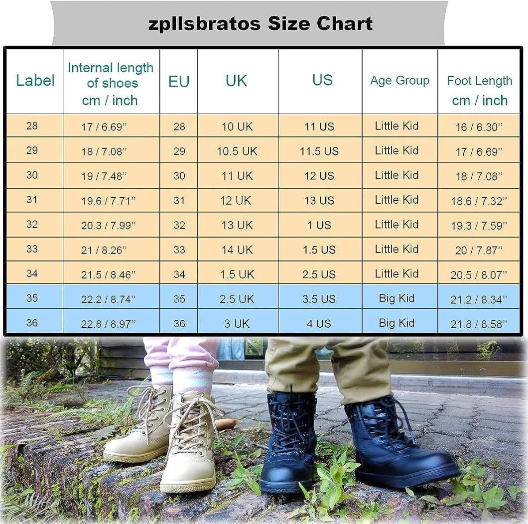 Boys Girls Outdoor Ankle Hiking Boots Trekking Walking Shoes Military Work Combat Jungle Boots