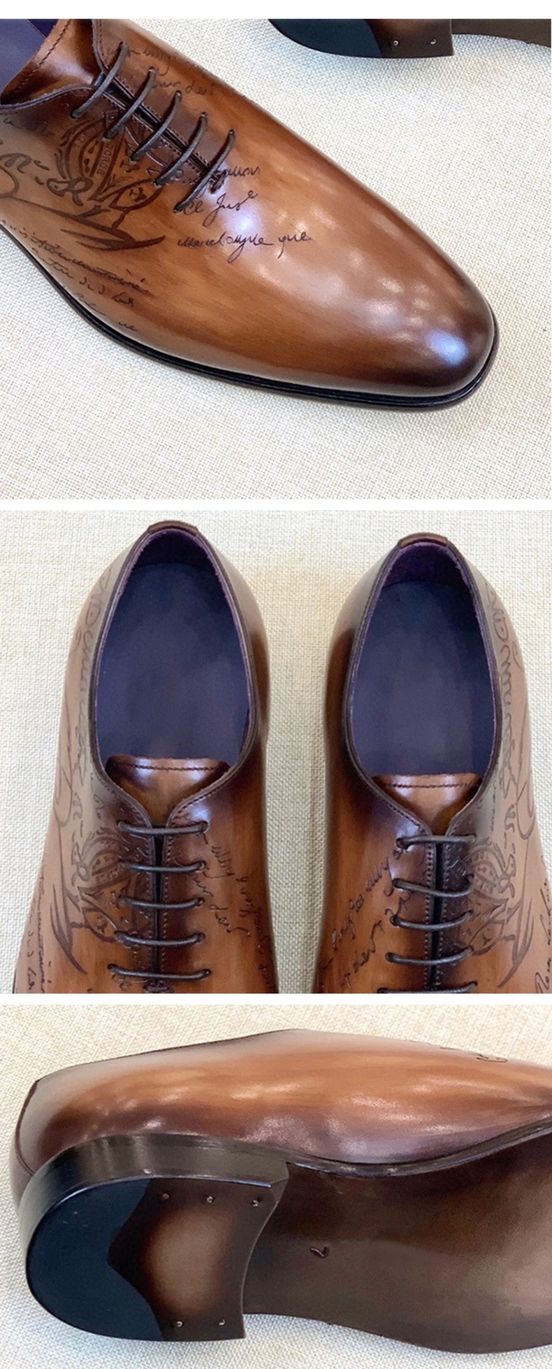 Factory Price Berluti Style Popular Men Lace-up Business Dress Formal Leather Casual Shoes