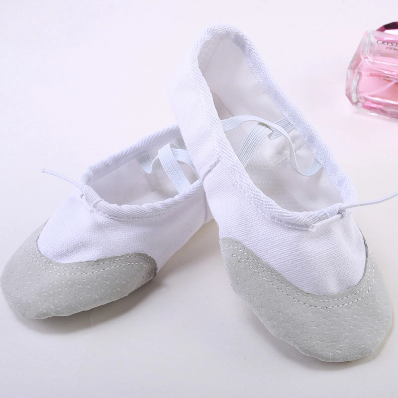 Canvas Leathertoe Split Sole Ballet Shoe Girls Pig Skin Canvas Oft Sole Dancing Shoes Children Ballet Practice Dance Shoes