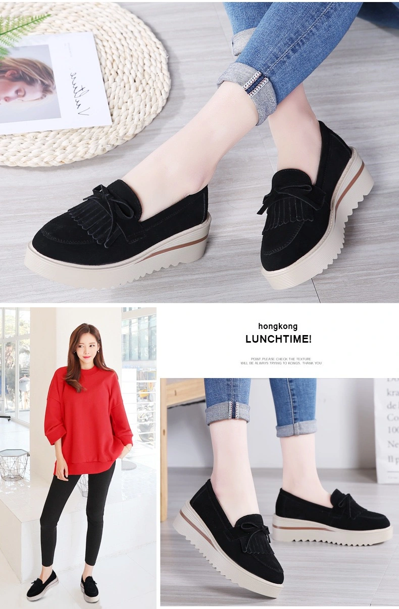 Handmade Luxury Designer Leather Women Shoes for Womens Fashion Shoes Platform Wedges Shoes with High Heels Thick Sole Ladies Shoes Comfort Casual Leisure Shoes