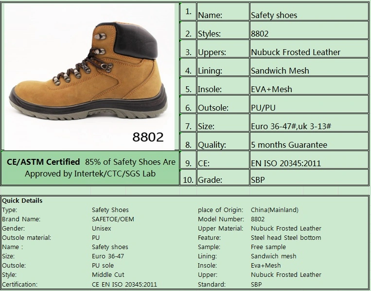 CE Approved Working Footwear Safety Shoes with Steel Toe