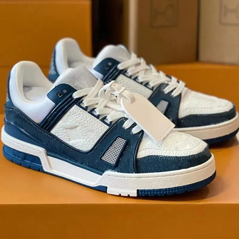 Luxury Desinger Shoes Running Shoes Flat Sneaker Shoes Platform Letter Calfskin Denim Leather Men Women Denim Sports Shoes