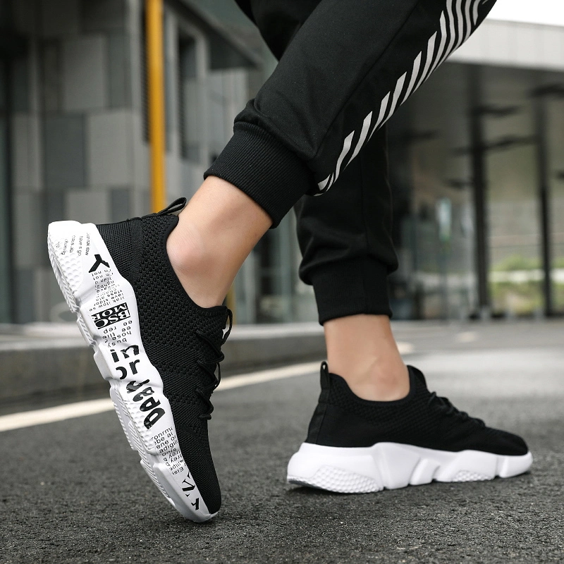 Stylish Breathable Knit Fabric Upper Men Sports Shoes