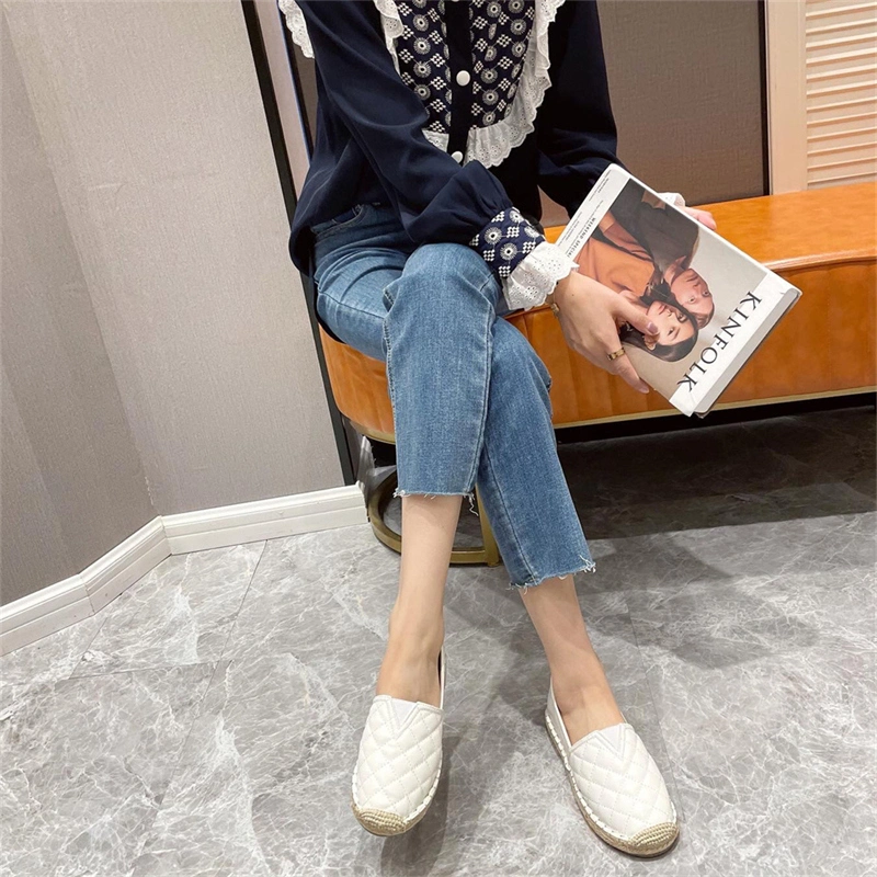 Autumn New Style Original Head Sets Foot Straw Plaits Flat Casual Shoes Diamond Pattern Lazy Person Espadrilles Shoes