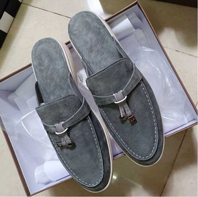 Slippers Flats Lp Loafers Real Suede Moccasin Size 35-42 Luxury Designer