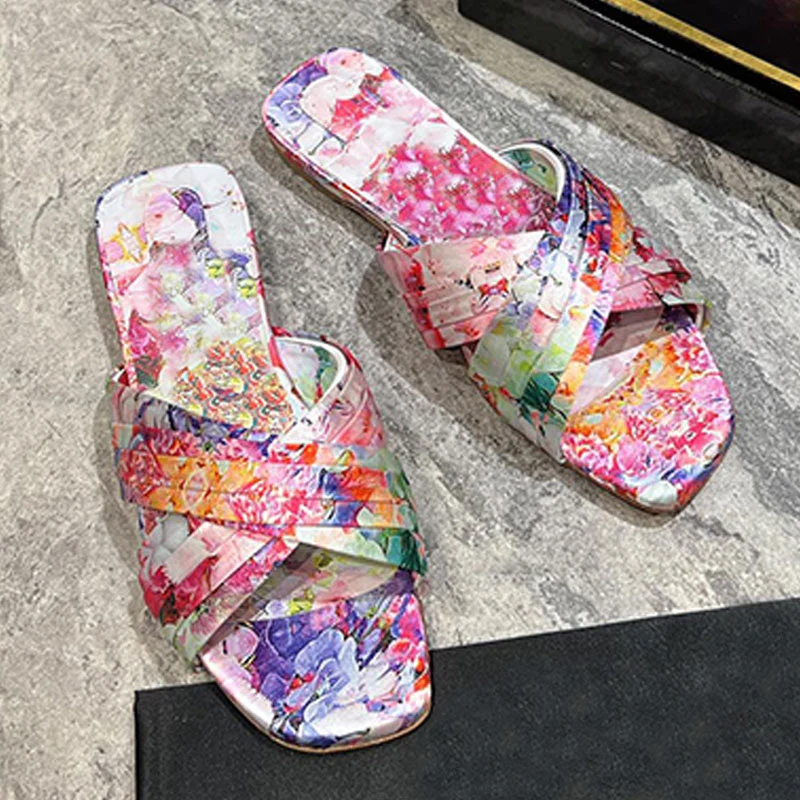 Floral Silk Sandals Designer Sandals Women Round Toe Print Bow 10cm Stiletto Heels Slips on Fashion Slides Leather Summer Party Dress Luxury Queen Evening Shoes