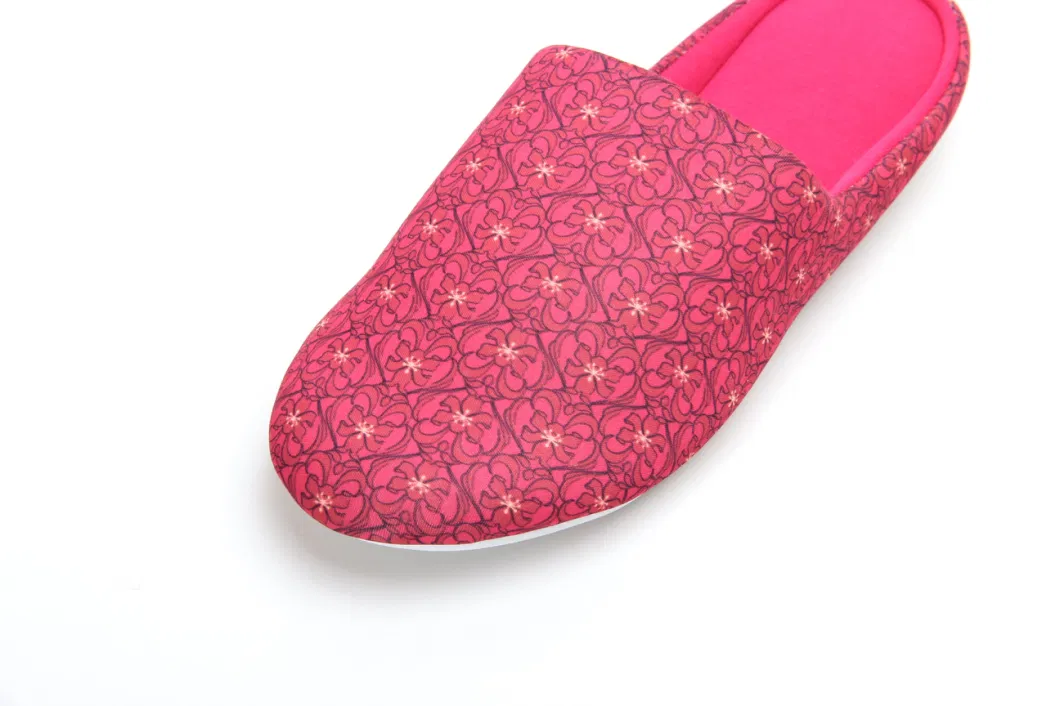 Spanish Print Style Indoor Slippers Mule Flat Fushia 22as156-02