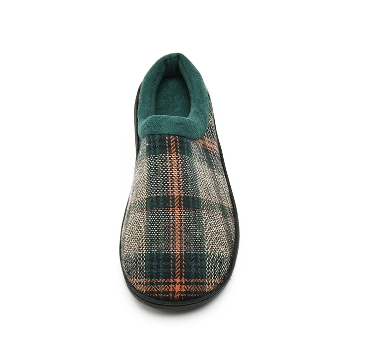 Customized Classic Check Plaid Loafers Microfibre Lined Slip-on Flats Male Men Mule Indoor Outdoor Slippers