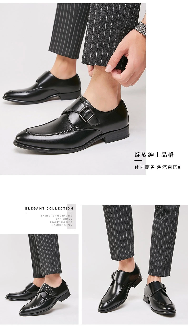 2024 New Elegant British Comfort Men&prime;s Leather Business Shoes Buckle Slip on Loafer for Men Loafers Shoe Male Footwear