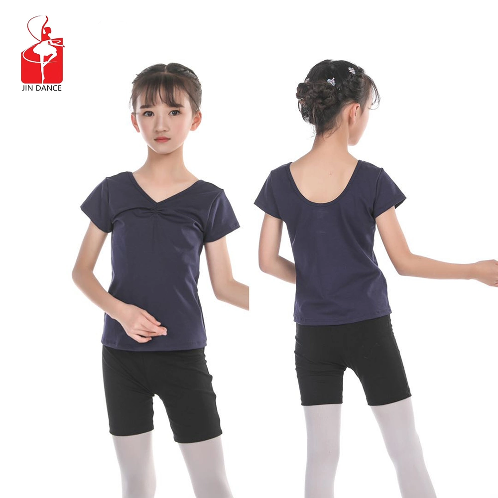 Wholesales Factory Price Good Quality Colorful Girls Polyamide Cotton Custom Dance Short Sleeves Ballet Shirts