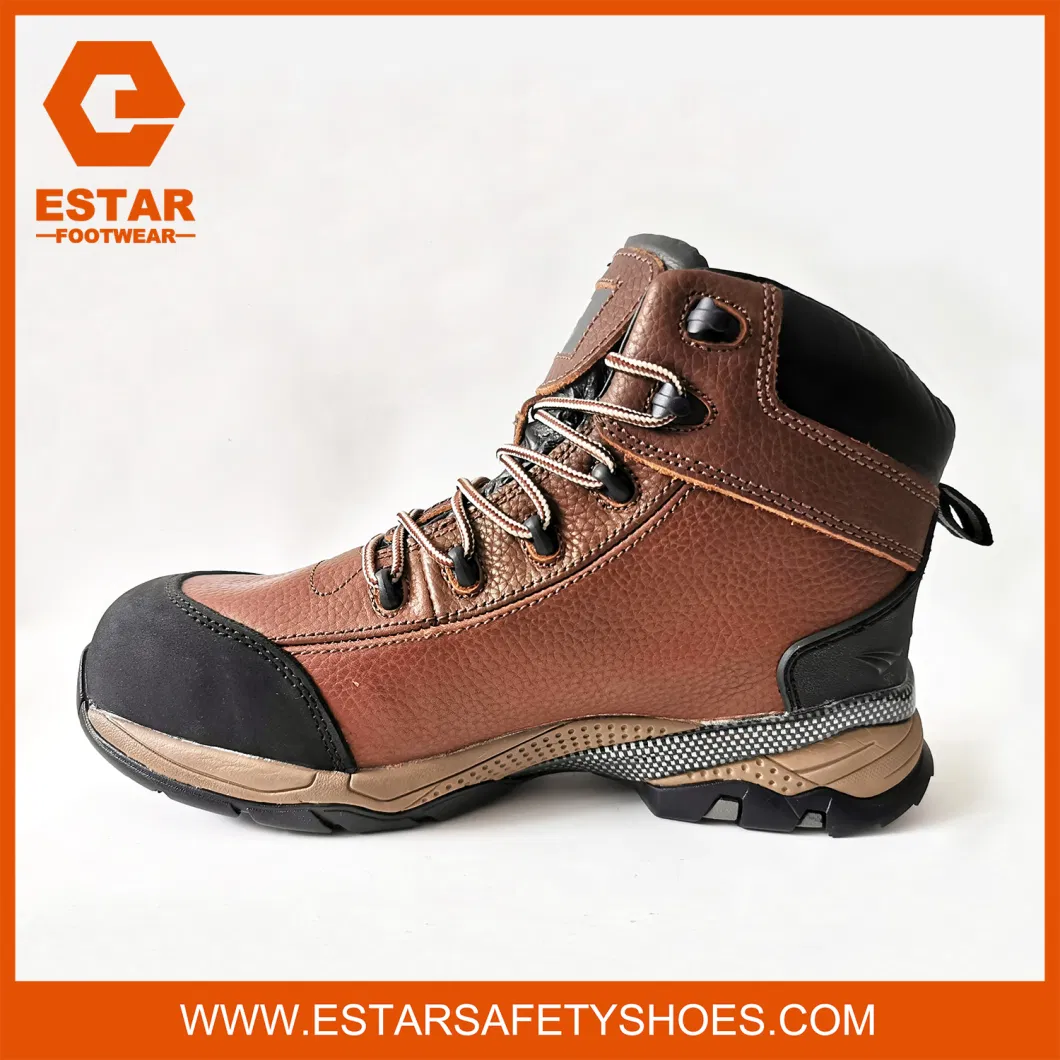 Elastic Sided Impact Absorbing PU Midsole Steel Toe Safety Shoes Sport