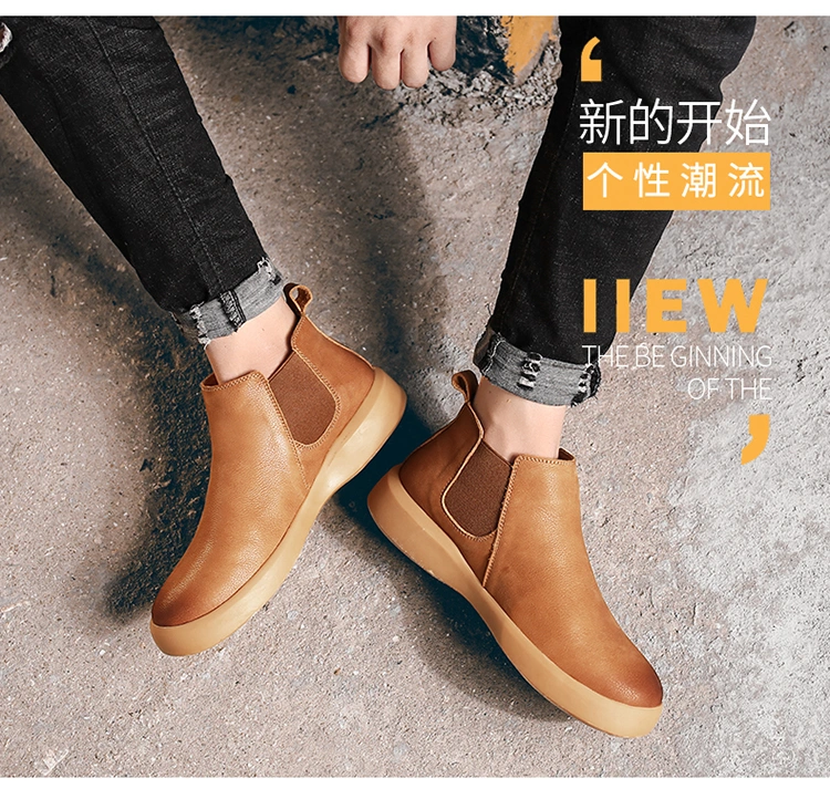 Zonxanspring Winter Elegant Chelsea Boots Leather Men Shoes Size 39-48 Slip-on Dress Formal Boots Model Fashion Show