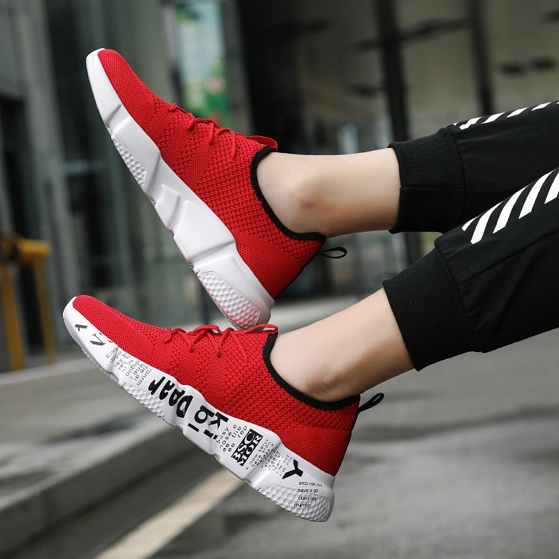 Stylish Breathable Knit Fabric Upper Men Sports Shoes