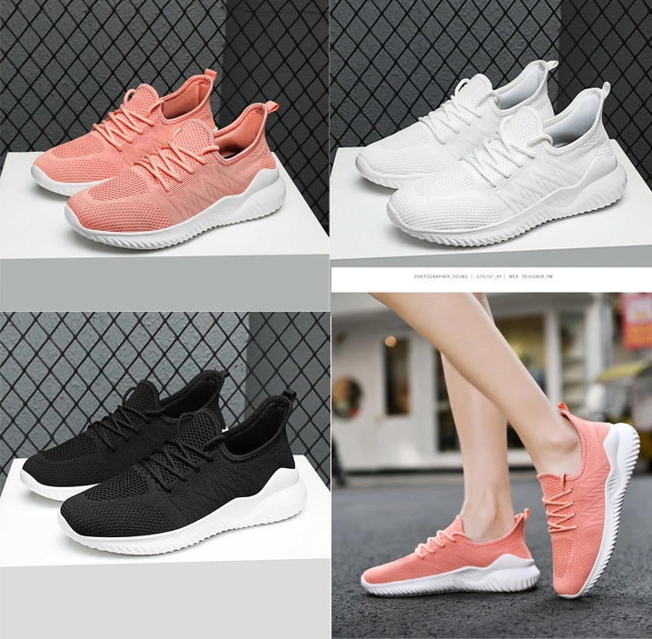 Fly-Knitted Small Quantity Fashion Sneakers Ready Ship Women Casual Shoes