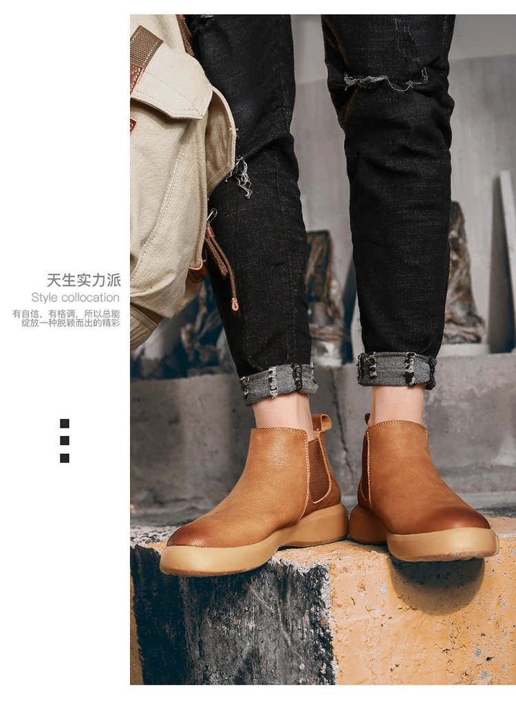 Zonxanspring Winter Elegant Chelsea Boots Leather Men Shoes Size 39-48 Slip-on Dress Formal Boots Model Fashion Show