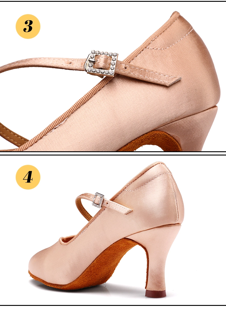 Brown 7.5cm Modern Dance Shoes Adult Satin Women&prime;s High Heels 762