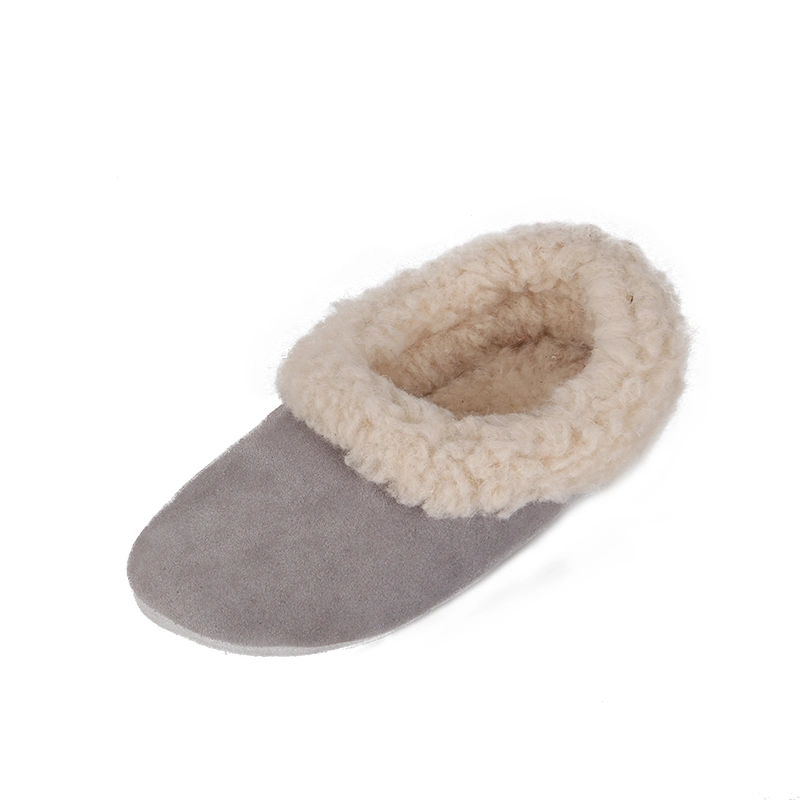 Indoor Soft Cow Suede Leather Outsole Sheepskin Fur Winter Casual Moccasin Shoes