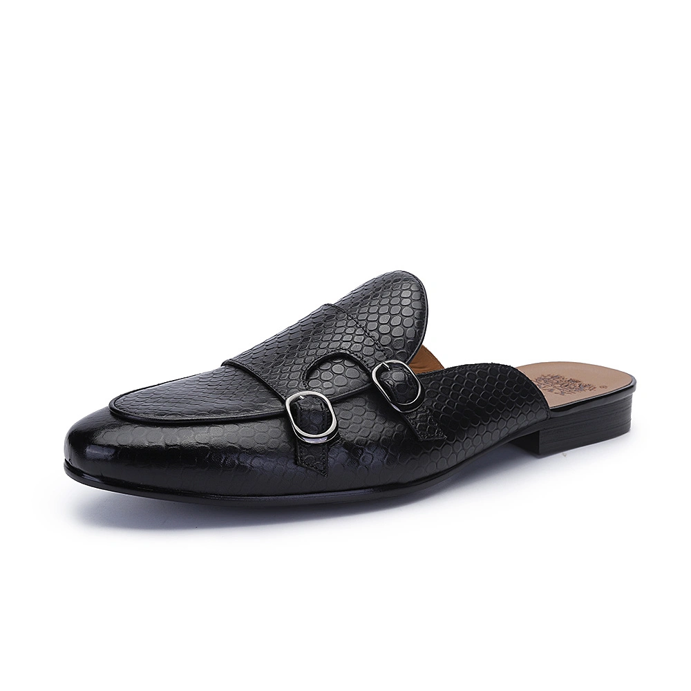 Buckle Genuine Leather Shoes Low Top Casual Men Slippers Shoes