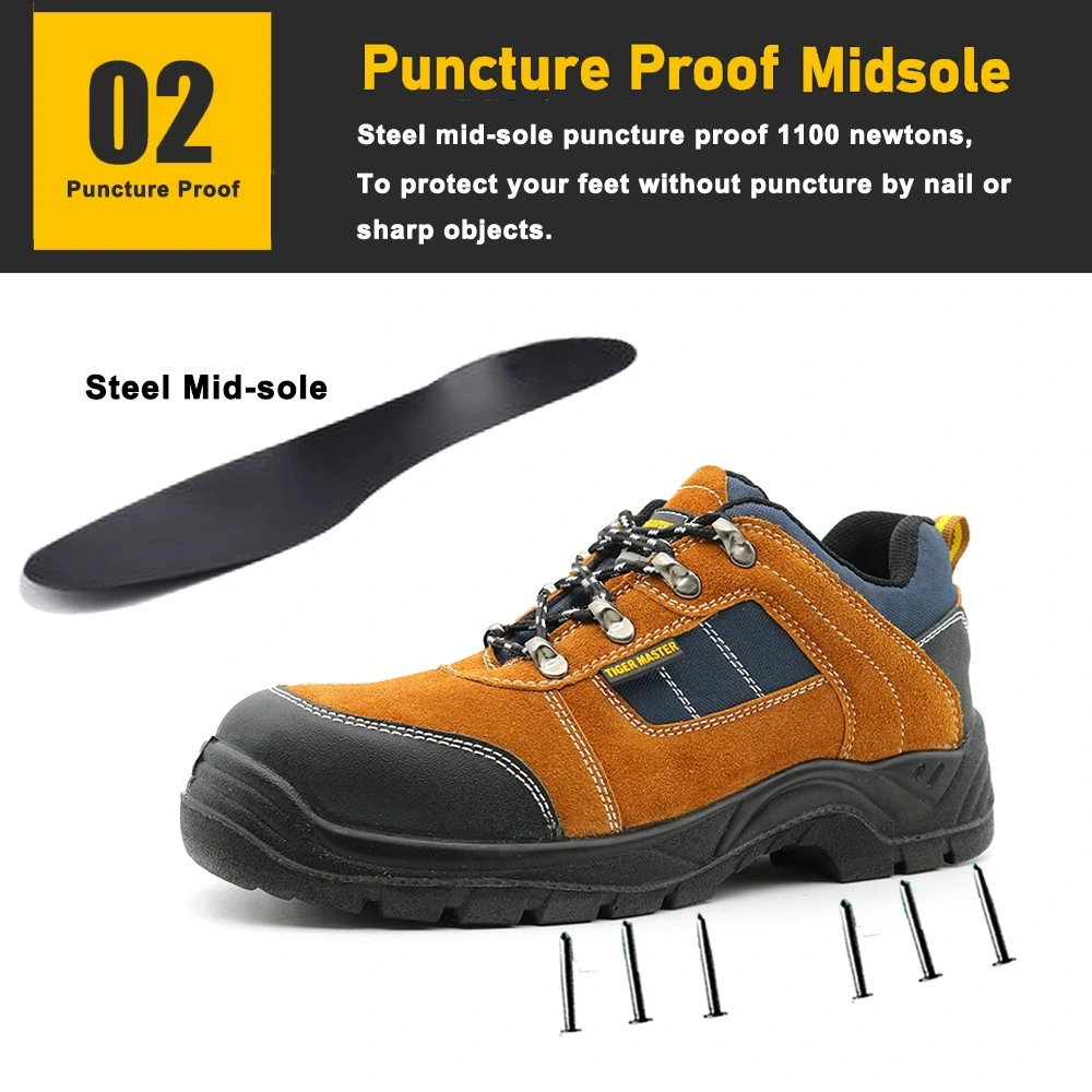 Brown Non-Slip Anti-Smash Puncture Proof Suede Safety Shoes for Men