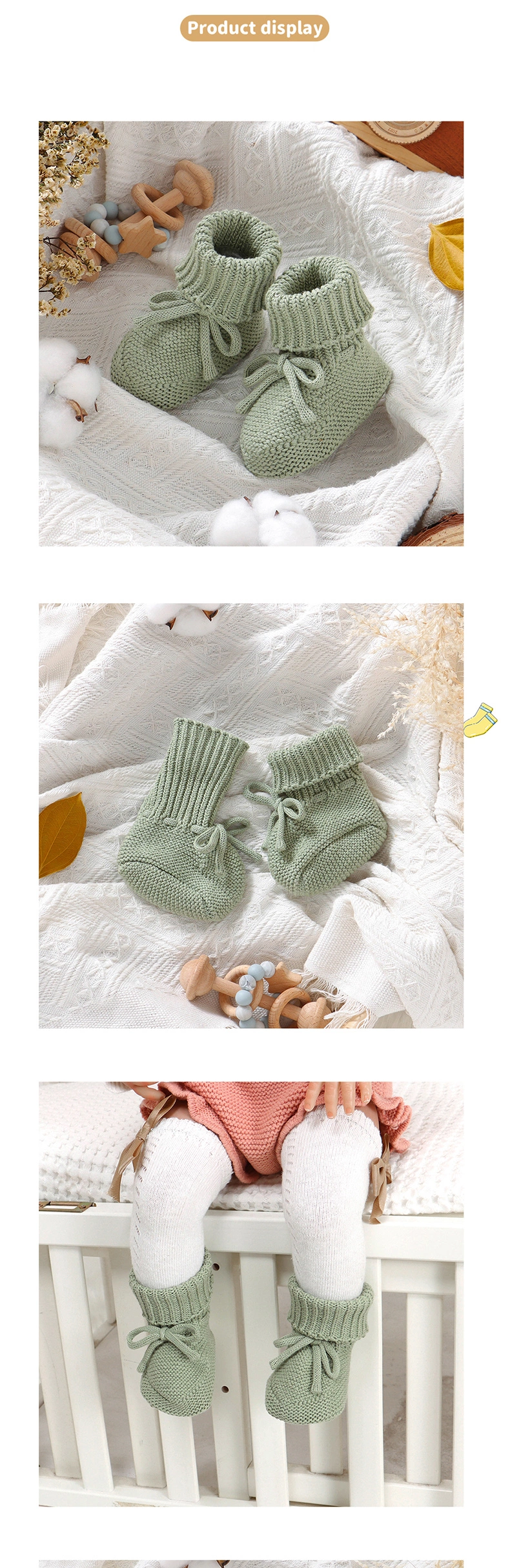 Top Ranking Newbron Baby Knitted Cototn Cute Soft Shoes