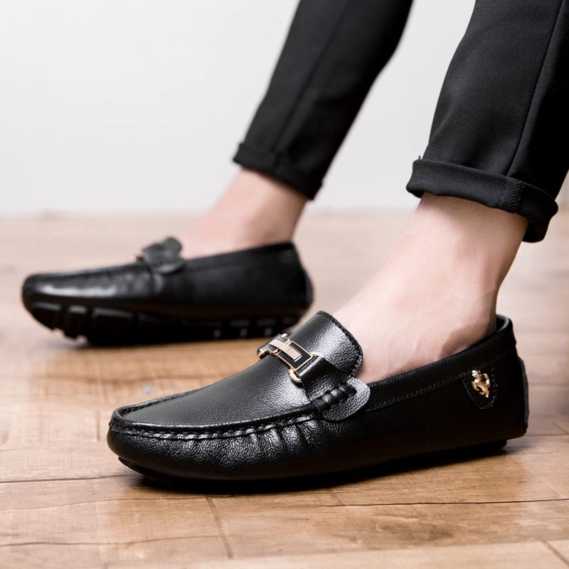 Men Cow Leather Slip-on Loafers Genuine Leather Driving Shoes Workplace Business Casual Shoes