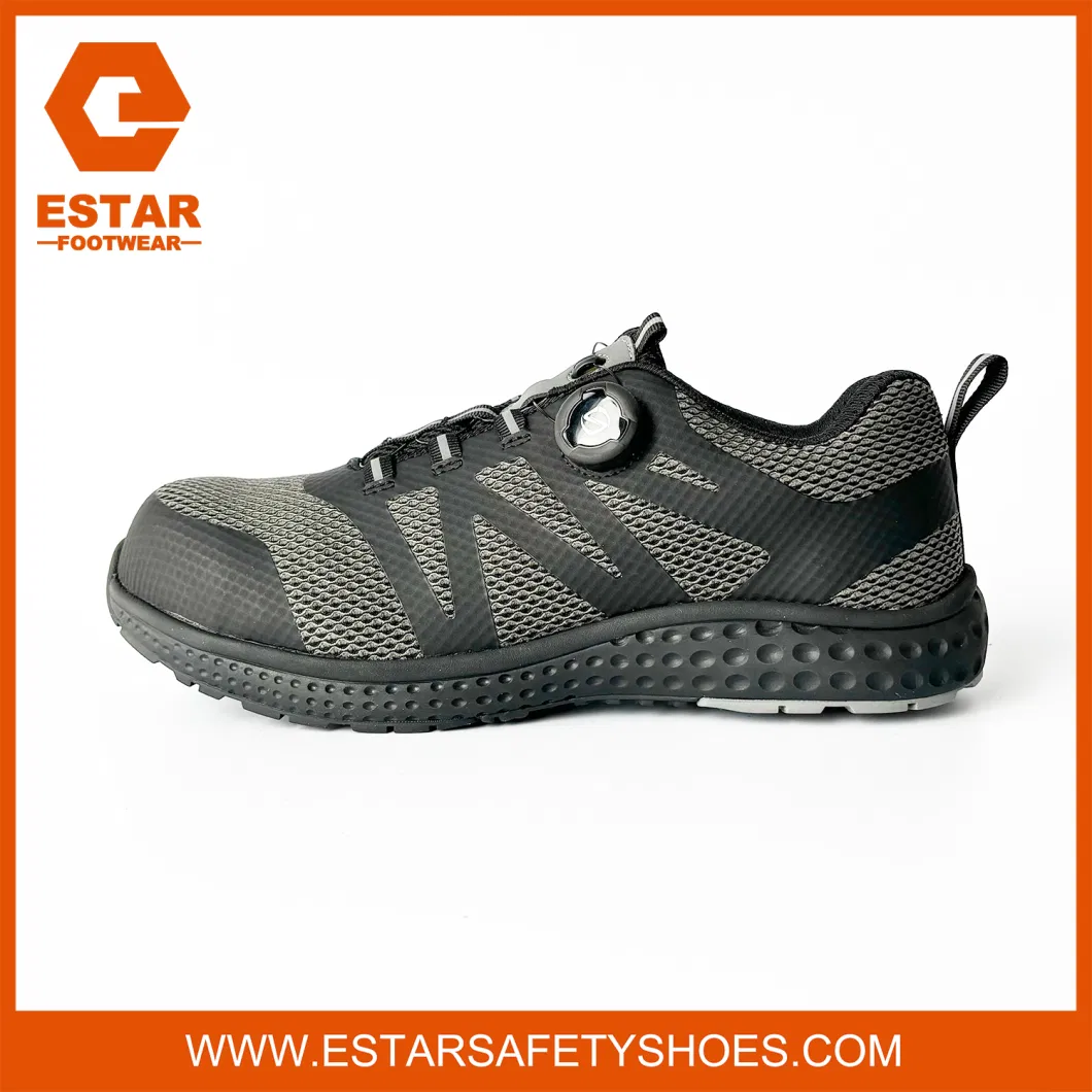 Sports Breathable Fibreglass Composite Toe Boa Lace Fast Release CE Safety Shoes