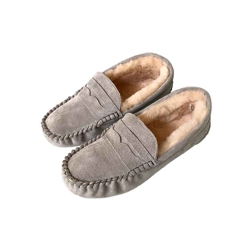 Custom Cheap Men Sheepskin Fur Moccasin Casual Shoes