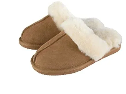 Ladies Genuine 100% Sheepskin Mule Slipper with Non Slip Sole