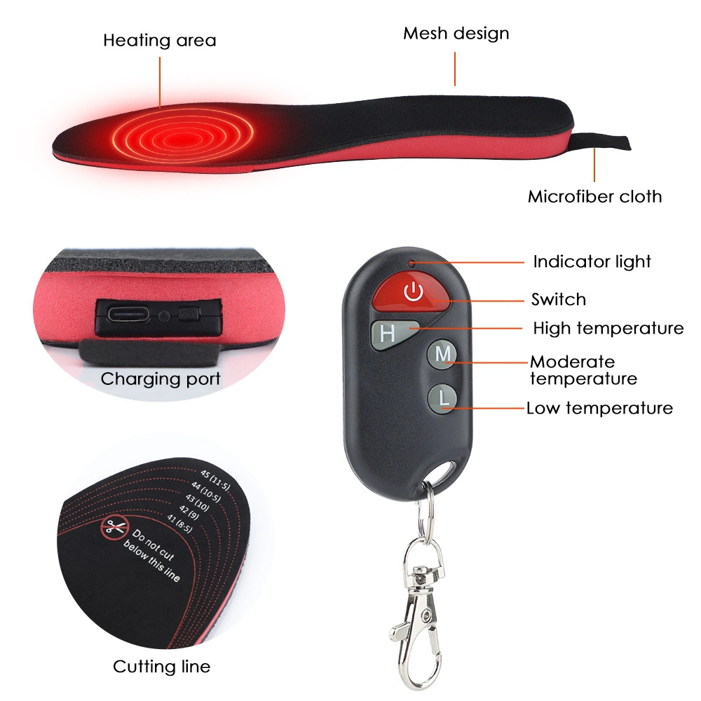 Heated Insoles Rechargeable Wireless Winter Warmer Heating Foot Pad Remote Control Electric Heated Shoe Insole