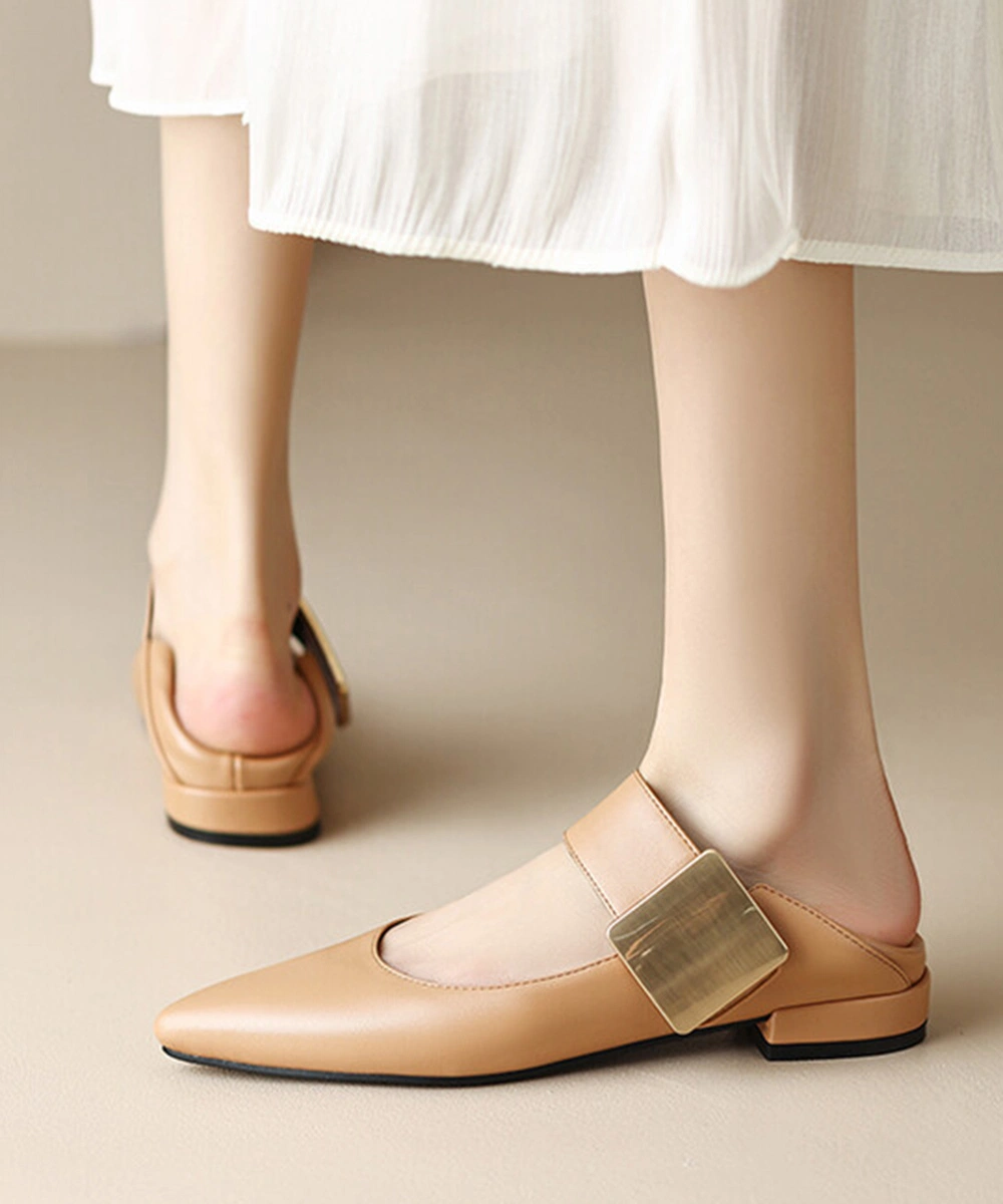 Elastic Band Design Spring Autumn Ladies Flat Shoes Pointed Toe Low Heel Fashion Casual Shoes Patent Leather Work Shoes Females