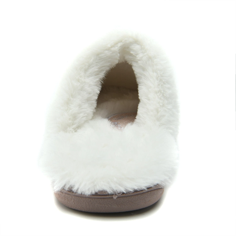 New Arrival Chenille Knit Fur Collar TPR Outsole Mule Pink Women&prime;s Indoor Slippers