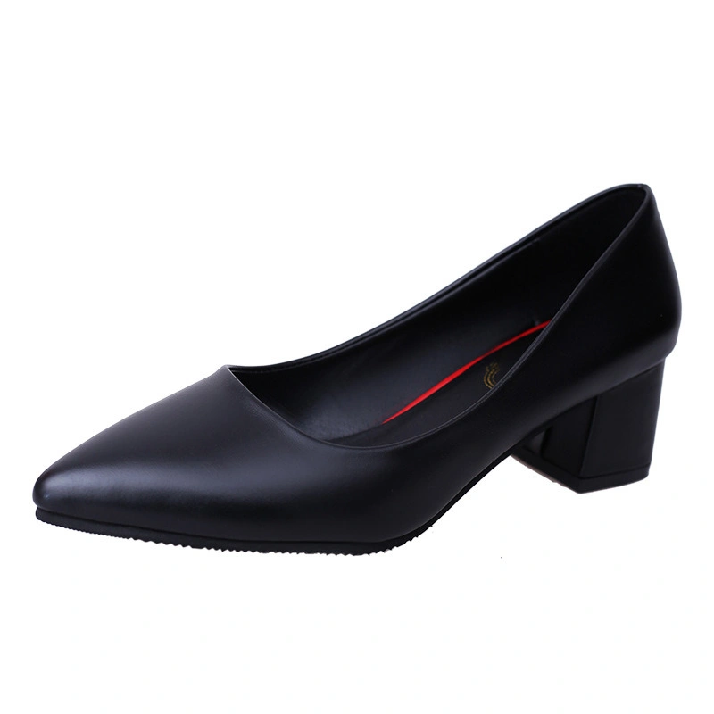 Women Slip-on Shoes Pumps 5cm High Heels Ladies Patent Leather Platform Pointed Toe Single Shoes Chunky Heels Female Dress Shoes Esg14043