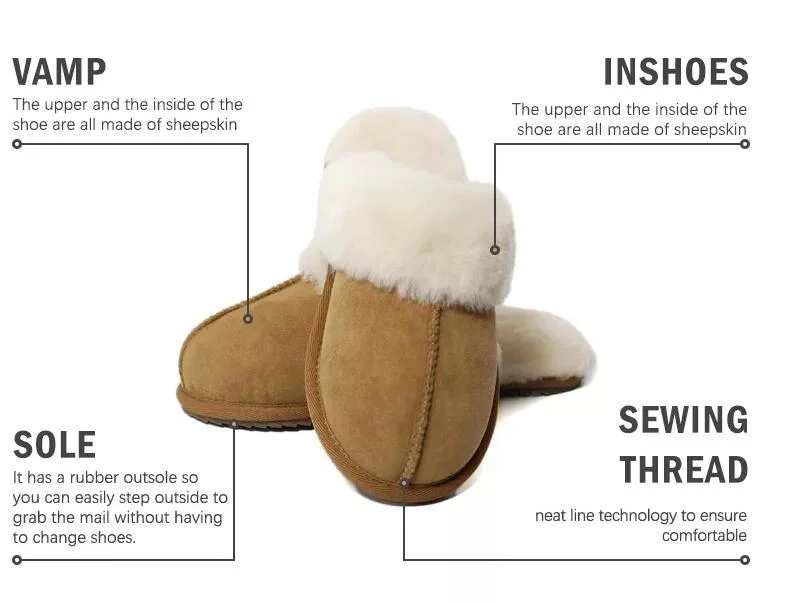 Ladies Genuine 100% Sheepskin Mule Slipper with Non Slip Sole