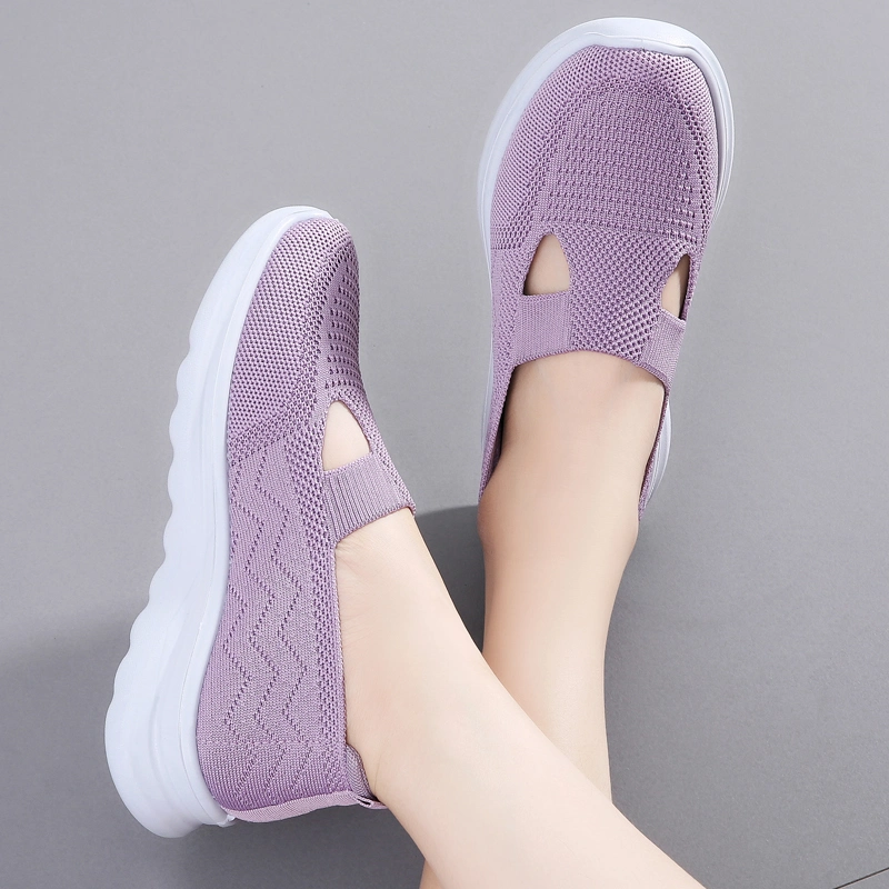 Wholesale Women Sports Casual Fashion Walking Climbing Gym Train Running Sneaker Leisure Comfort Breathale Flyknit Shoes for Lady Ex-22r2445