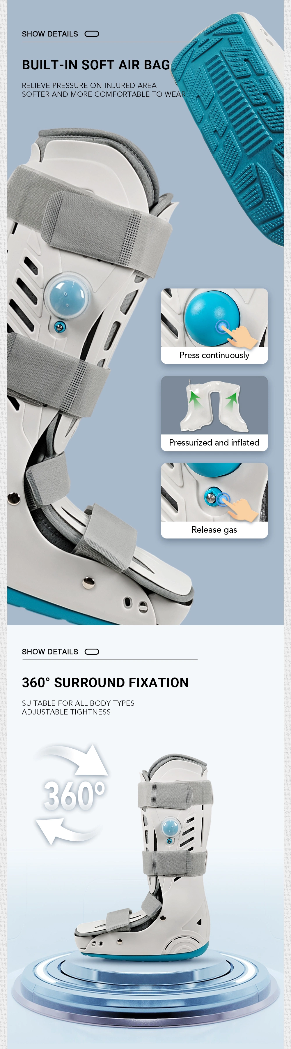 Orthopedic Balance Shoe for Fixation Device Ankle Brace Medical Support Walker Boot Men Cam Walking Fracture Boot United Orthosis