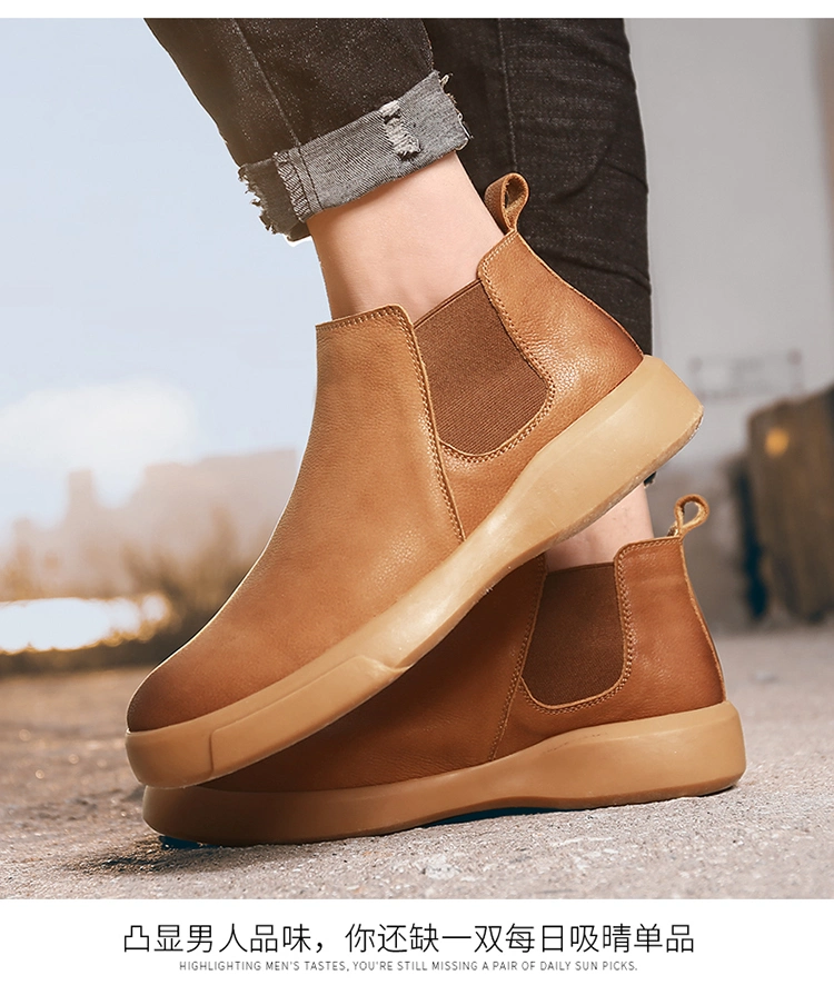 Zonxanspring Winter Elegant Chelsea Boots Leather Men Shoes Size 39-48 Slip-on Dress Formal Boots Model Fashion Show