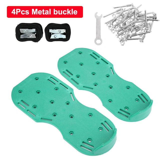 Green Lawn Aerator Sandals Lawn Aerator Shoes Garden Cultivator with Metal Buttons Funny Garden Tools Shoes