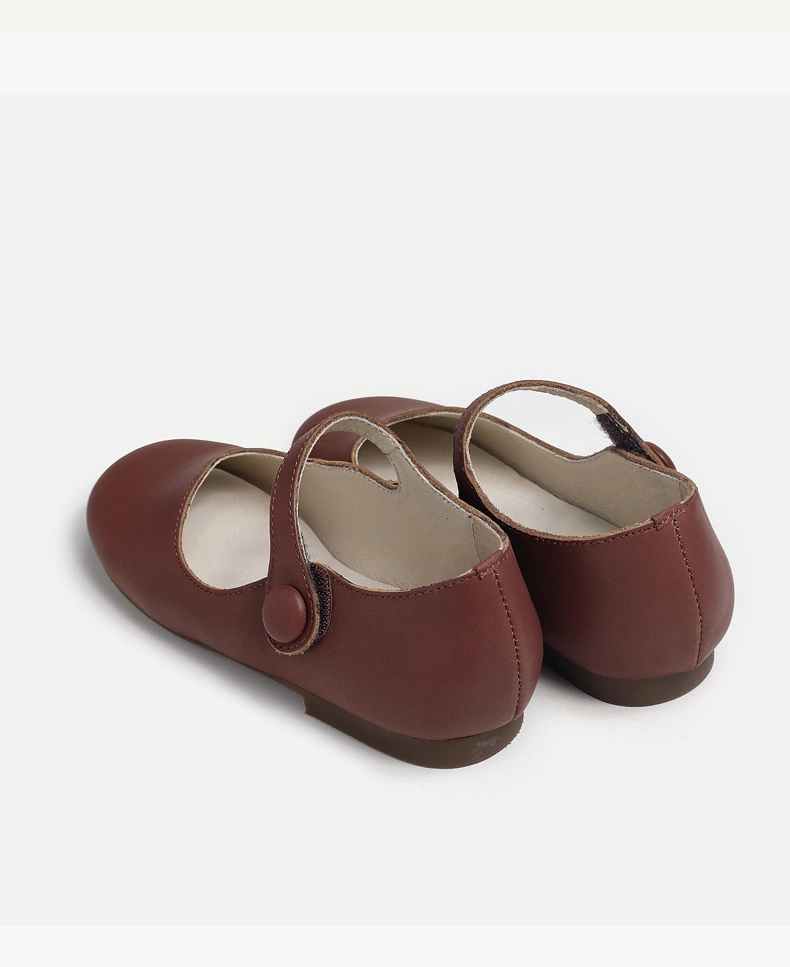 Leather Mary Jane Shoes in Burgundy Leather Ballet Flats