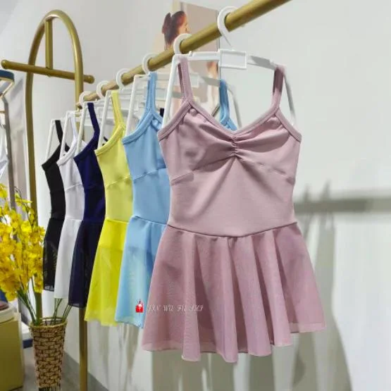 New Fashion Popular Wholesales Sleeveless Custom Colors Dance Wear Kids Girls Chiffon Mesh Blue Ballet Dress