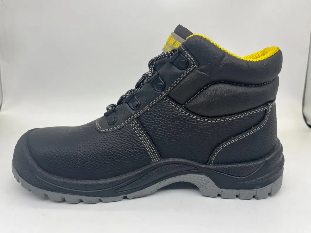 Embossed Genuine Leather PU Outsole Steel Toe Midsole Anti-Impact &amp; Penetration Safety Shoe