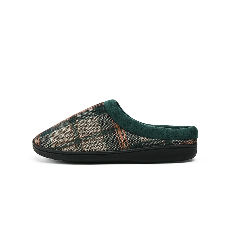 Customized Classic Check Plaid Loafers Microfibre Lined Slip-on Flats Male Men Mule Indoor Outdoor Slippers