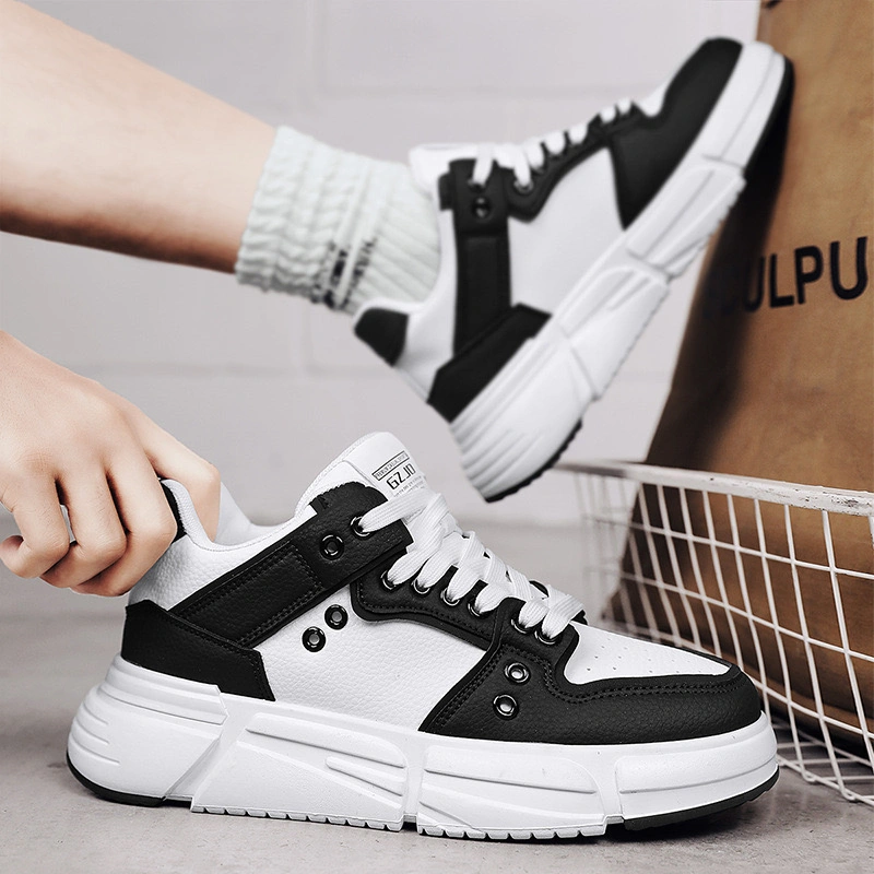 Elegant PU Breathable Mens Sneakers Shoes Fashion Designer Athletic Sports Shoes with Soft Thick Sole Comfort Leisure Shoes Outdoor Running Casual Shoes