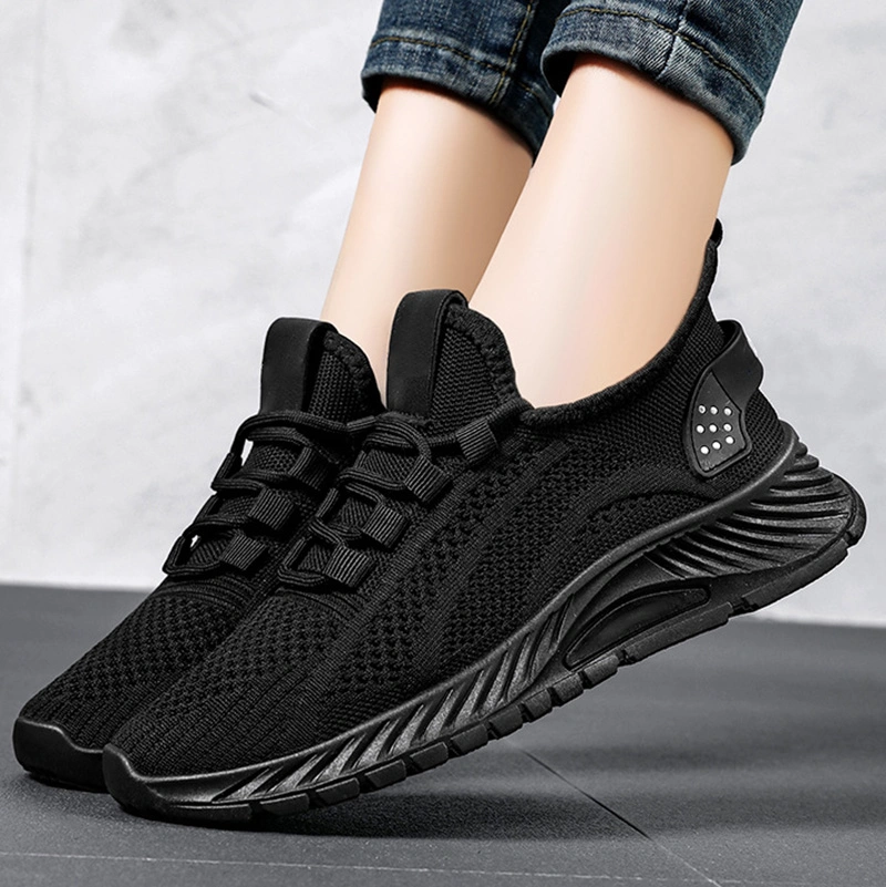 Custom Breathable Mesh Fly Knit Slip on Unisex Sports Running Walking Style Casual Shoes