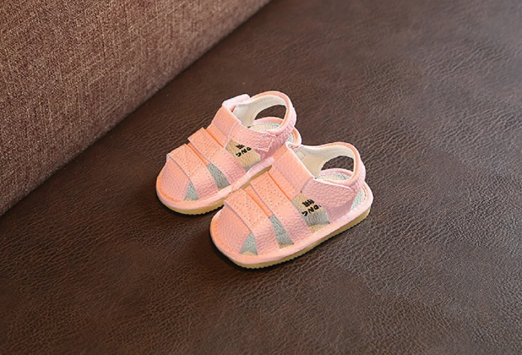 Unisex Baby Breathable Sandals Infant Squeaky Sandals PU Leather Rubber Sole Closed-Toe Non-Slip Shoes Toddler Pre-Walkers Shoes Esg14174