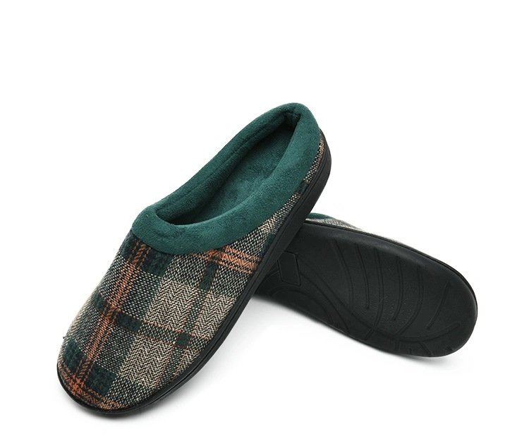 Customized Classic Check Plaid Loafers Microfibre Lined Slip-on Flats Male Men Mule Indoor Outdoor Slippers