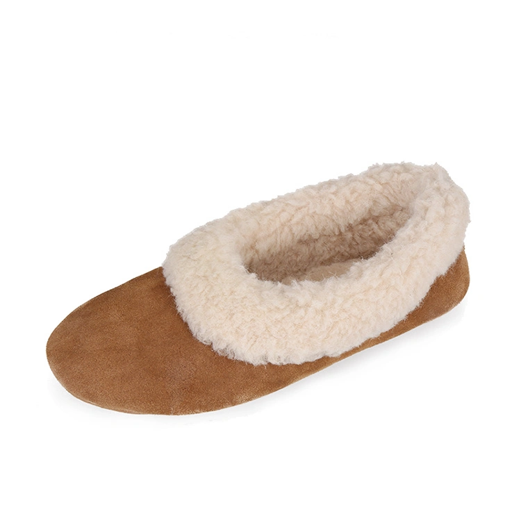 Indoor Soft Cow Suede Leather Outsole Sheepskin Fur Winter Casual Moccasin Shoes