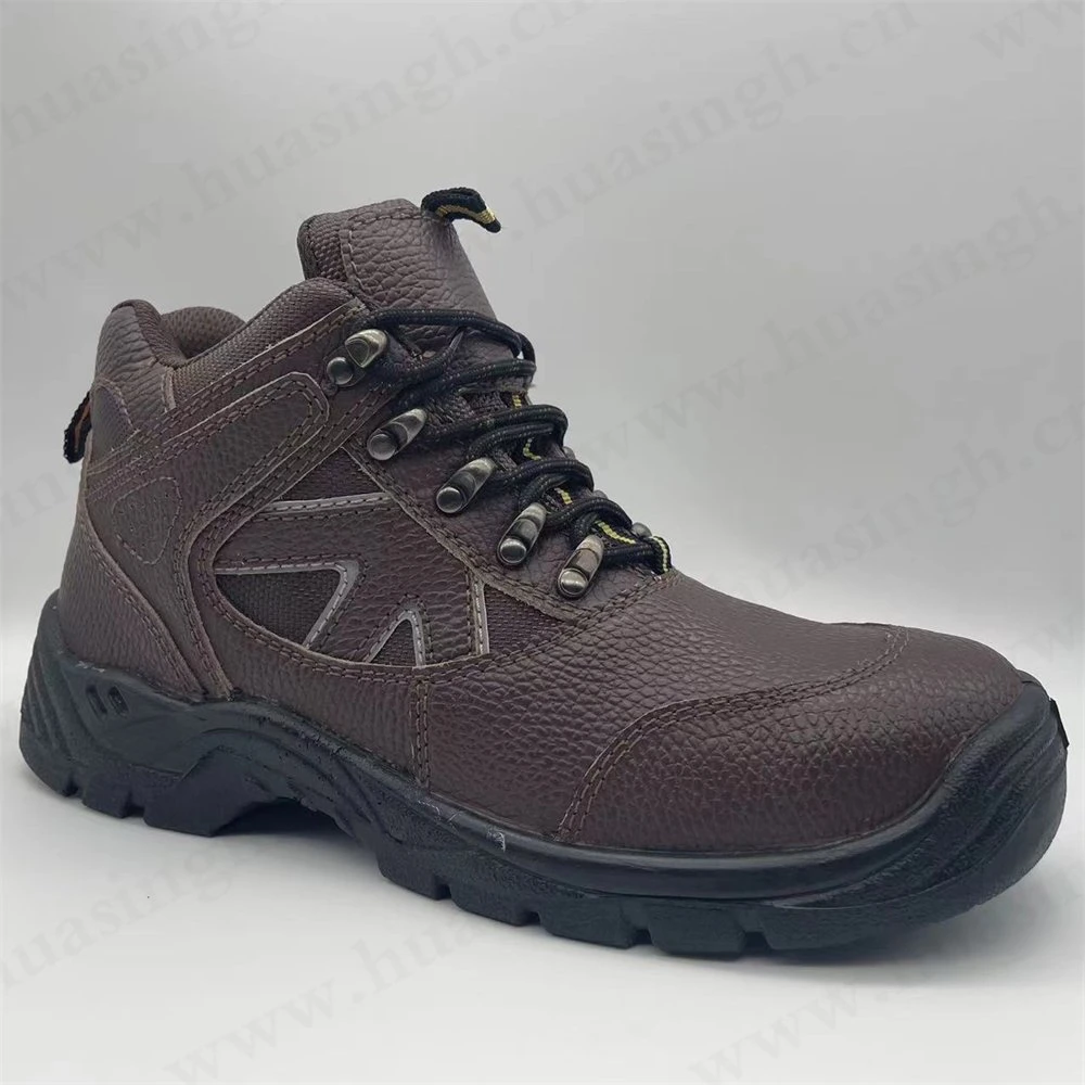 CMH, MID-Cut Steel Toe Insert Embossed Leather PU/PU Injection Sole Sport Safety Shoes HSS006