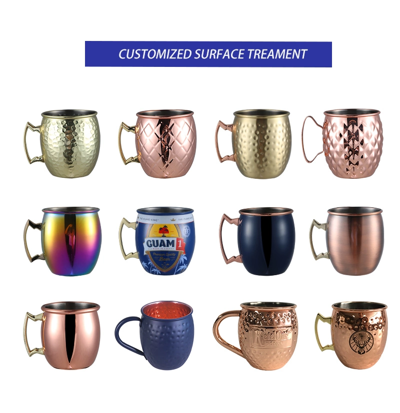 Wholesale Double Wall Wine Cups Stainless Steel Party Cups Hammer Copper Plated Whisky Drinking Mugs Moscow Mule Mug