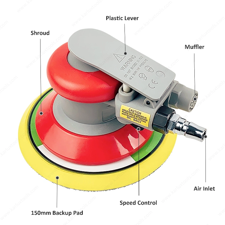 6 Inch Non-Vacuum Pneumatic Tool Air Polisher Air Random Orbital Sander